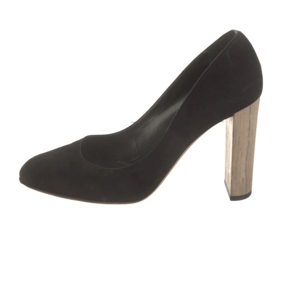 Jimmy Choo Shoes - Jimmy Choo Black Suede and Tan Block Heel Pumps Sz 37